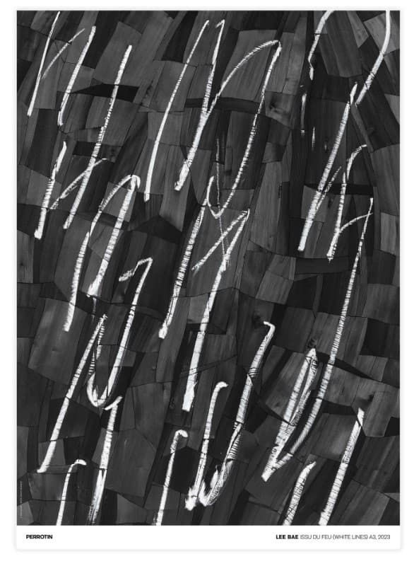 Lee Bae - Issu du Feu (White Lines) A3, 2023 (Signed)